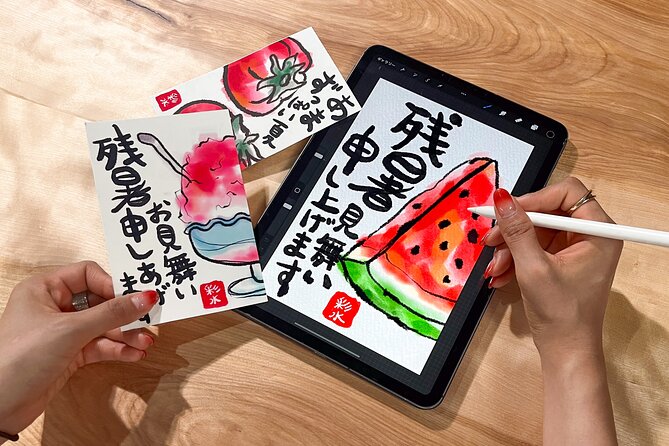 Calligraphy & Digital Art Workshop in Kyoto - The 1.5-hour flow: from ink basics to etegami postcards