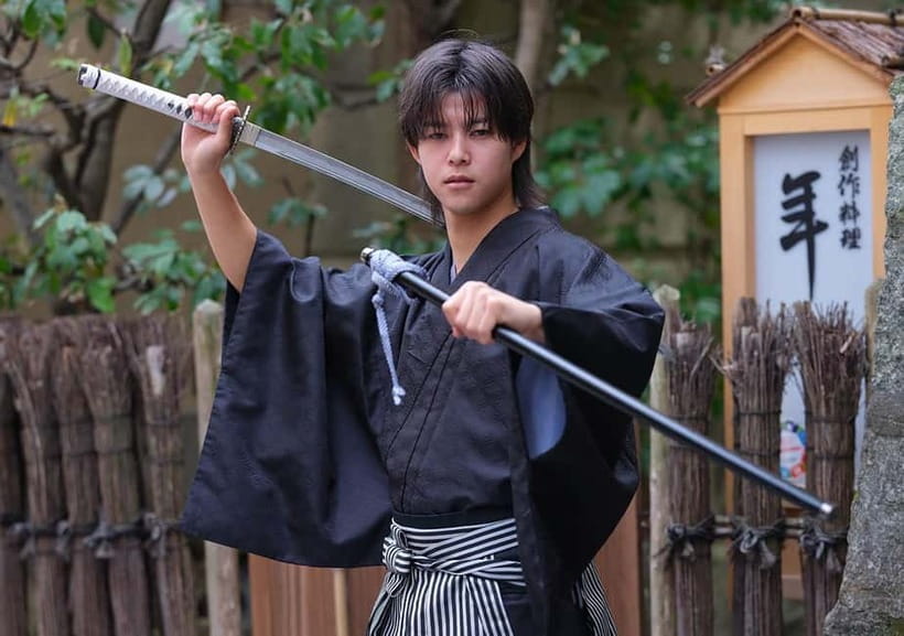 Kyoto Kimono Rental mimosa Samurai Plan|Feel the History - What the set includes, kimono, obi, sandals, sword accessory, and more