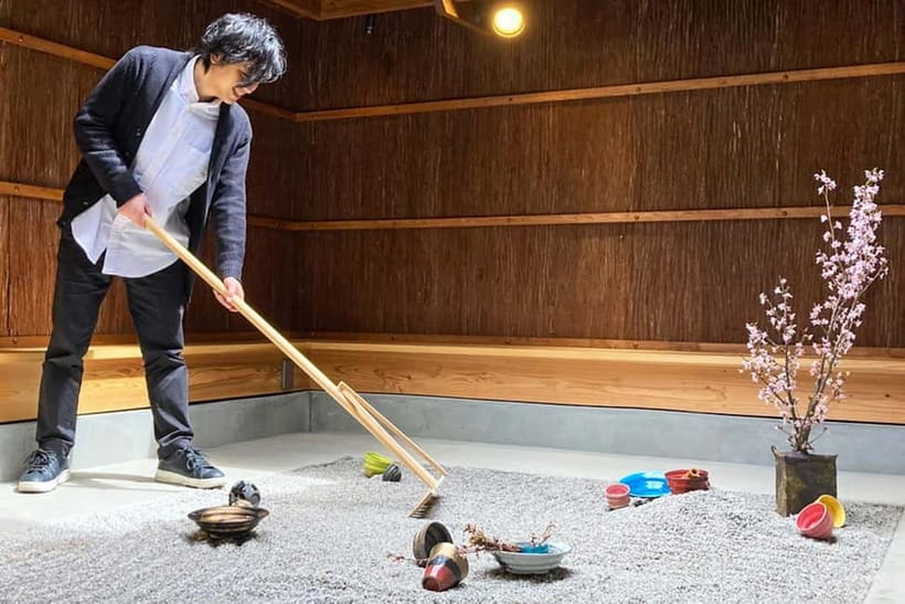 Kyoto: Make Zen Garden and Taste Matcha in Pottery Shop - Raking your own Karesansui Zen garden in the back garden