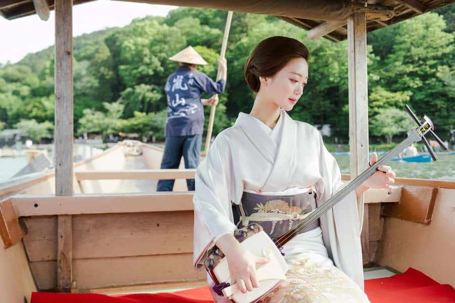 Kyoto: Private Boat Cruise with Shamisen and Games - The Live Shamisen Set While the Boat Glides Upstream