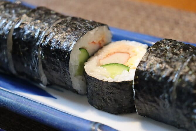 Kyoto Sushi & Takoyaki Cooking Class near Gion and Kiyomizu-dera! - Rolled sushi, taught step by step with real kitchen tools